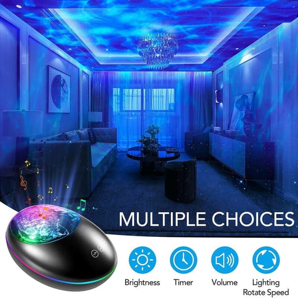 Star Projector Light LED Ceiling Starry Night Sea Ocean Wave Space Music Projection Lamp