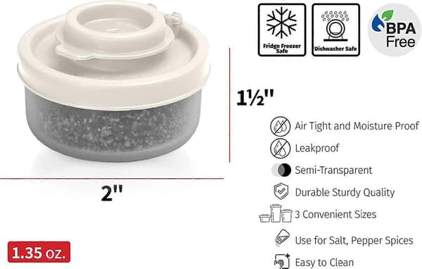 WARE Små Salt- och Pepparkar för Resor, Camping och Take Away - Låsbara - 40g, 2-pack, Svart/Vit white Small