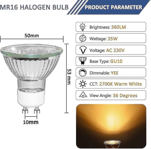 8 stk Gu10 35w Halogen Reflektorlamper, Dimbar Spotlight, Varm Hvit 2700k Beste Gave (hy)