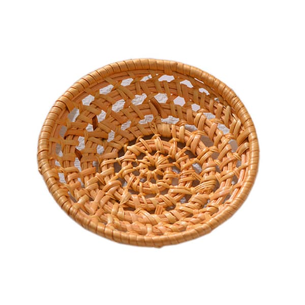 Fruit Basket Bread Basket Compartment Storage Basket Rattan Woven Fruit Basket Bread Serving Basket Round Shallow Basket