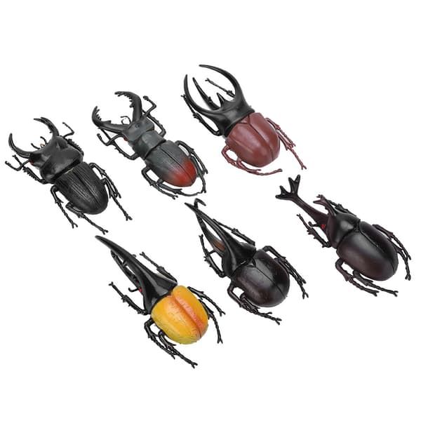 6 stk. simuleringsbille insektmodel Halloween trick rekvisitter giftfri PVC insektlegetøj (sort)