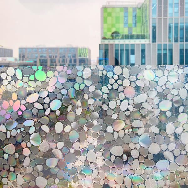 45x300cm Electrostatic Window Film for Bathroom, Guarantees Privacy, Circle Pattern