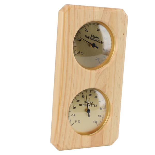 Väggmonterad termometer och hygrometer i trä för bastu, dubbel bordsdisplay, mekanisk termometer och hygrometer för hem och barnrum