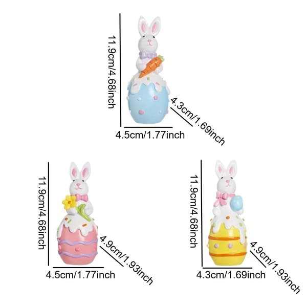 3 stk påskeharefigurer - Fargerik vårdekorasjon 3pcs Easter Egg Bunny 3pcs Easter Egg Bunny