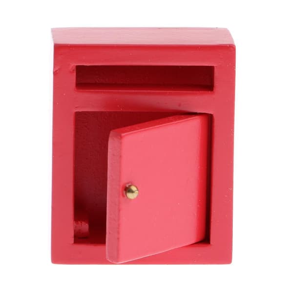 1/12 Dukkehus Miniature Møbler Rød Træ Postkasse Veranda Dekoration