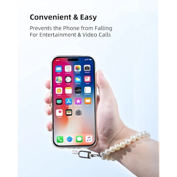 Universal Cell Phone Charm, Beaded Keychain, Wrist Strap, Bracelet, Compatible with All Phone Cases (White) [YDE]