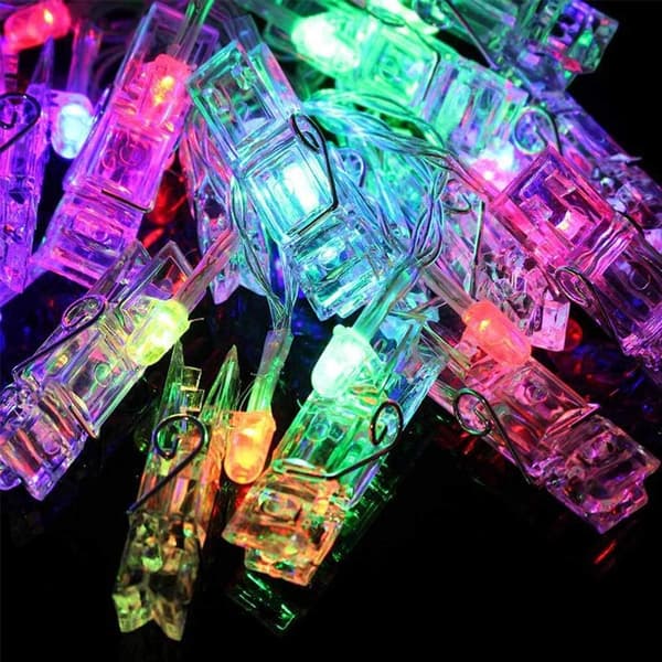 20 LED 3m Photo Clip String Lights, Battery Operated Photocells (No