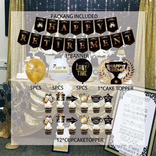 Retirement Party Theme Pull Flag Emulsion Balloons Package Party Decoration Set 1 Set 1