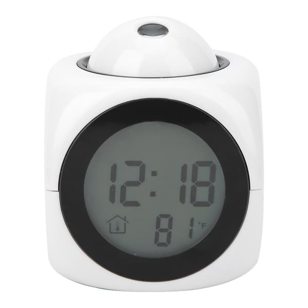 Modern Fashionable Clearance Projection Alarm Clock Digital LCD Voice Talking Clock White with USB Cable