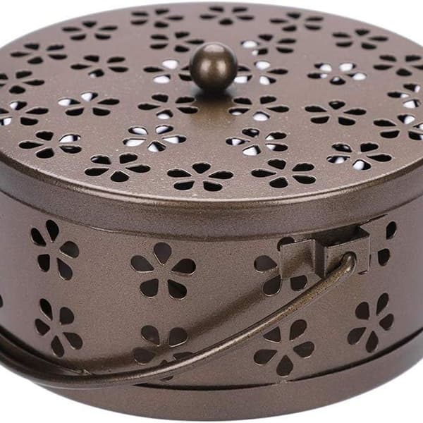 Metal Mosquito Coil Holder, Portable Iron Container for Mosquito Coils