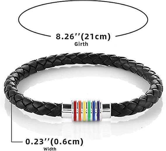 2 stk. læderarmbånd sort regnbue magnetisk læderledning mænd kvinder tilbehør
