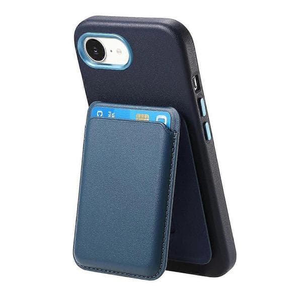 Futteral kompatibelt med iPhone 17e / 16e Avtakbar kortlomme Lær+TPU Mobilskall med metallknapper