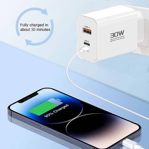 Fast Charger Compatible with iPhone 15 Compatible with Huawei P50 Pro Compact PD 30W High Power Reverse Charging Efficient Phone Charging Adapter Compati