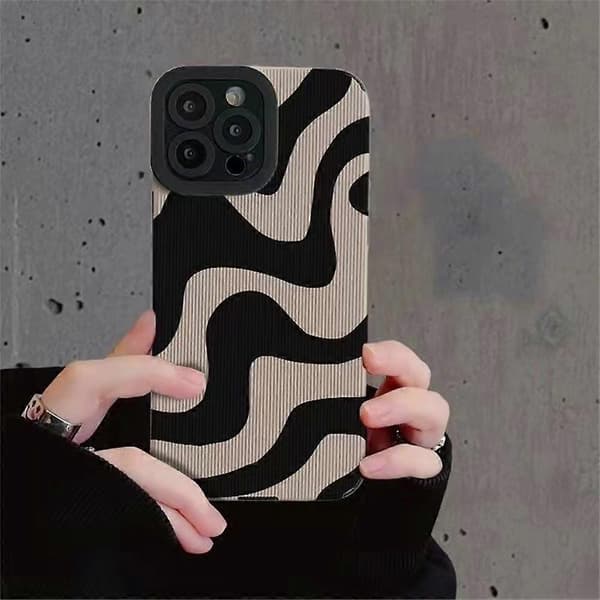 Kompatibel med iPhone 16 Pro Max Deksel Zebra Stripe PU Lær+TPU Støtsikkert Mobilskall-lingling}