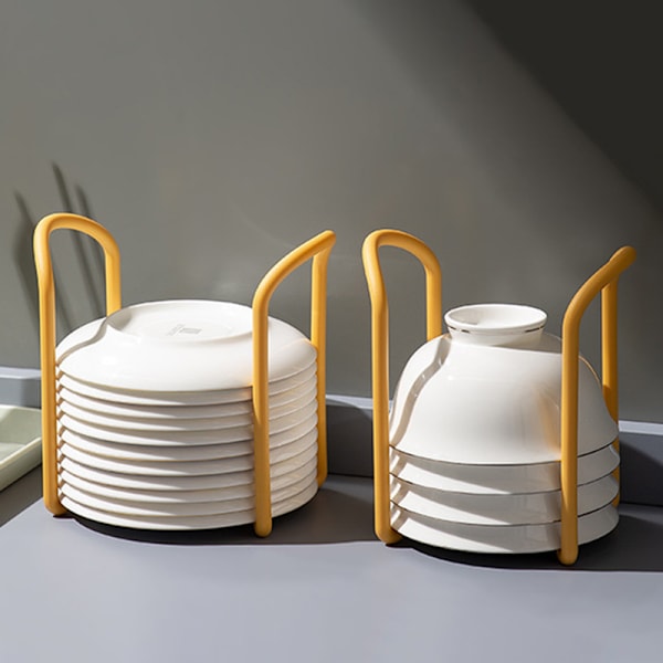 Retractable Bowl Rack Multifunctional Drain Tableware Storage Holder for Dinner Plate Practical Kitchen Gadgets Yellow Yellow