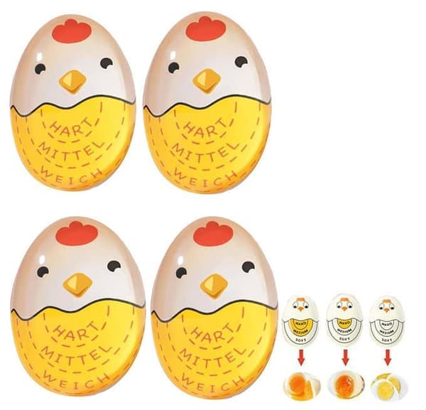 Eggtimer, Eggklokke – Fargeskiftende Timer for Perfekt Kokte Egg_TF_TF 4 - Pakke 4 - Pack