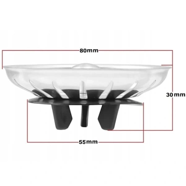 Sink Strainer Plug 4-pack Steel and Rubber Replacement for IKEA Atlant Domsjö and Teka 80 x 30 mm 4-Pack 4-Pack
