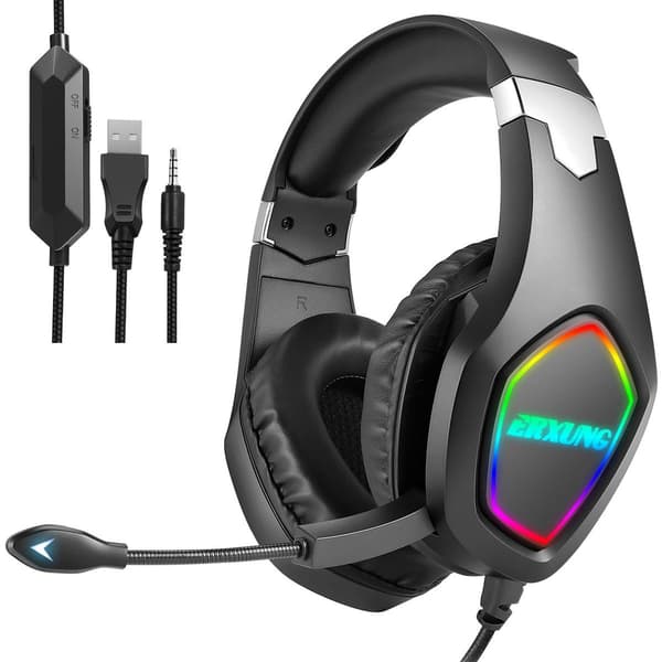 Gaming-headset med 7.1-bas surroundlyd, støjreducerende mikrofon