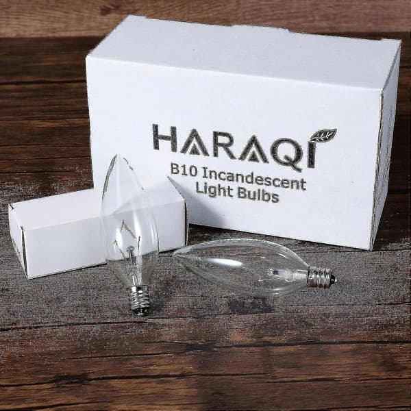 10-pack E12 B10 15W 120V Clear Incandescent Bulbs for Chandeliers