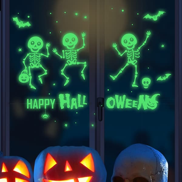 Halloween Selvlysende Veggklistremerke Selvlysende Dødninghode Vindusklistremerke