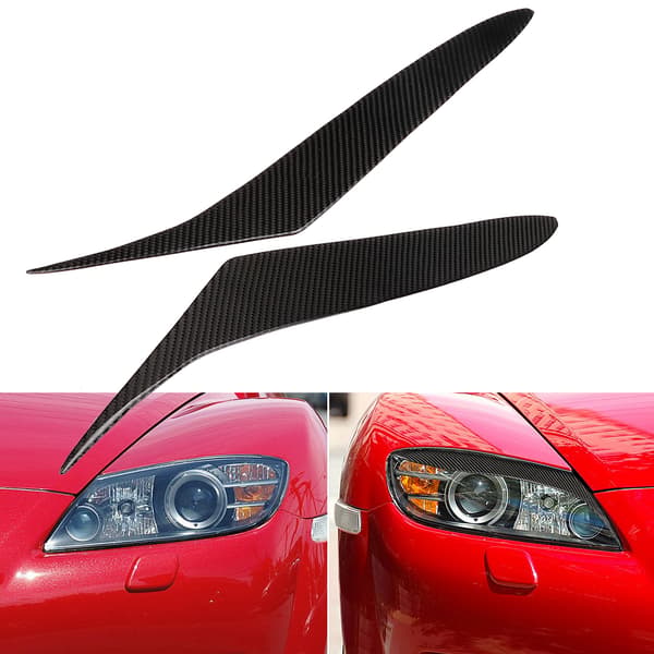 Frontlys øyenbryn karbonfiber frontlys øyelokk trim dekaler passer til Mazda RX8 Coupe 2004-2008