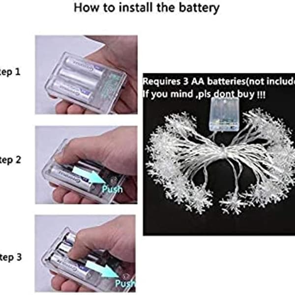 Christmas Snowflake String Lights Battery Operated KLB