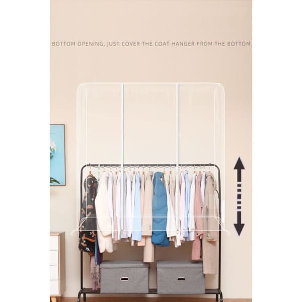 Translucent Garment Rack Cover with Strong Zipper and Document Pocket Wardrobe Protector, Garment Rack Not Included KLB