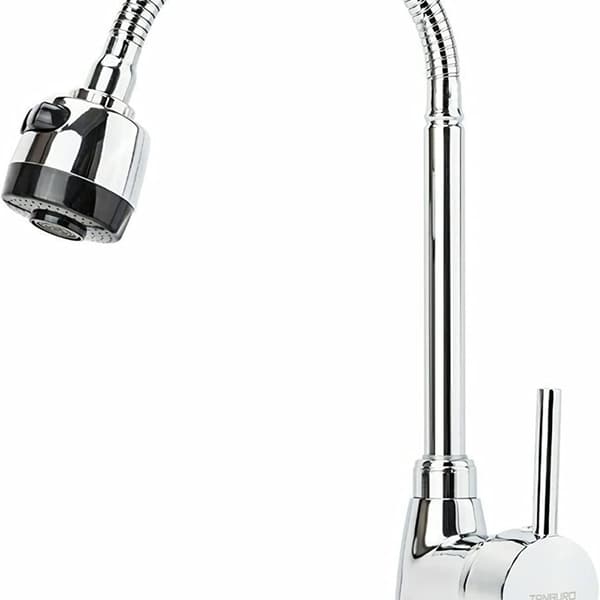 360° Single-Lever Brass Kitchen Faucet with Connection Hoses
