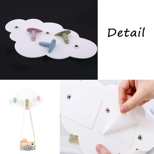 Cloud Coat Hooks for Children's Room, Hanger Hooks, No Drilling Installation, Wall Hook, Children's Wall-Mounted Coat Rack with