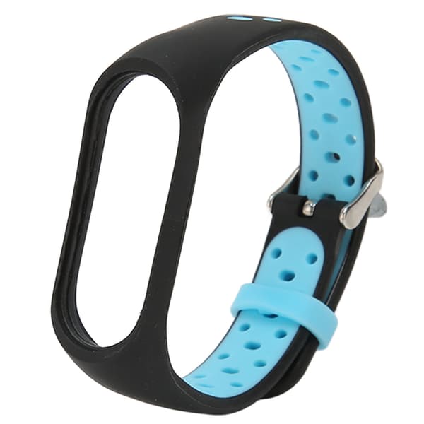 Replacement Bracelet Full Protection Adjustable Size Soft Silicone Smart Wristband Strap for Mi Band 7 Black Blue