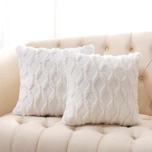 2-pak kunstige uldpudebetræk 45x45 cm dekorative bondegård fløjl Boho pudebetræk, beige