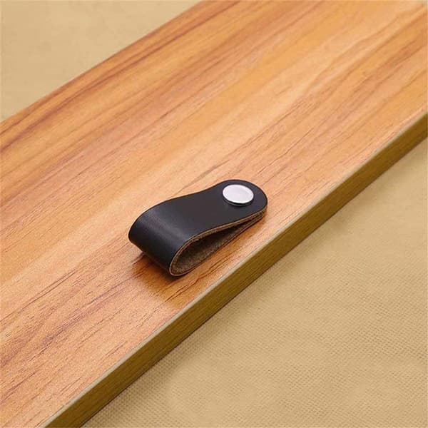 4-pack möbelhandtag, läderhandtag, möbelknoppar, skåphandtag, svart KLB
