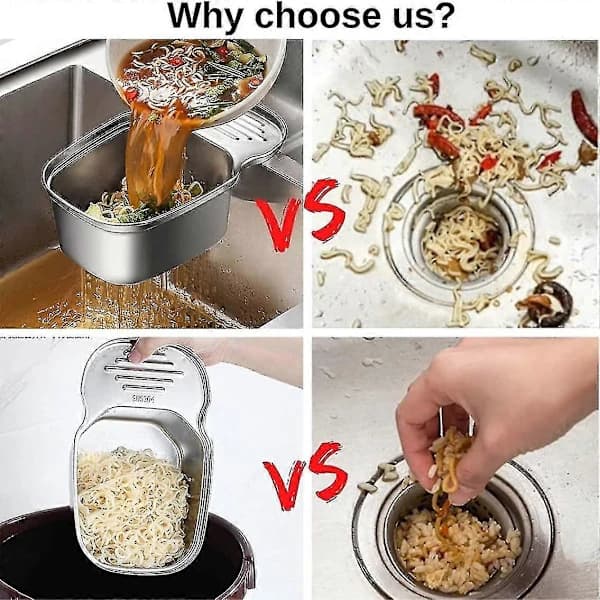 Sink Drain Basket, Multifunctional Corner Sink Strainer Food Catcher Residue Garbage Storage (1 pc, Silver)