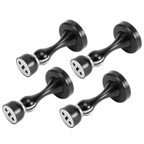 4-pak magnetisk dørstopper i rustfrit stål til gulv/væg (sort fortykket)
