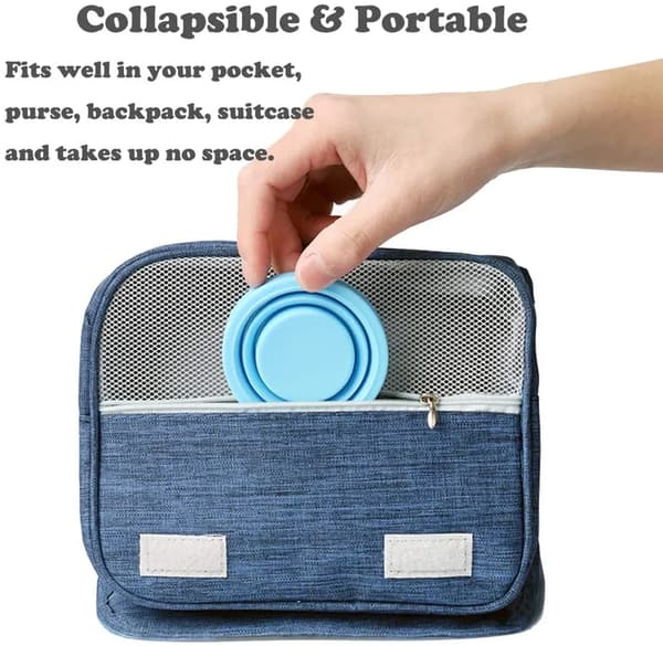 4-pack hopfällbar resesilikonkopp, bärbar campingmugg med lock, matkvalitetskoppset för utomhusdryck, blå