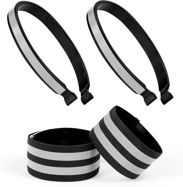 2 reflekterende cykelbuksclips og 2 reflekterende elastiske armbånd reflekterende lapper