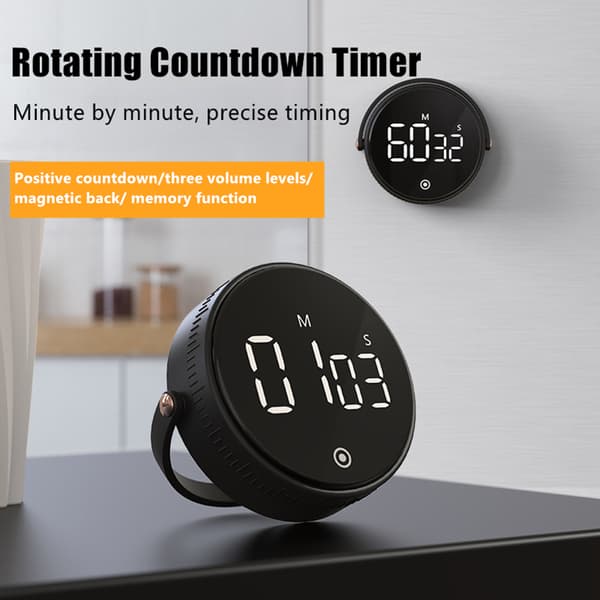 Kjøkkentimer Stor LED Magnetisk Digital Nedtelling Nedtellingstimer Visuelle Timere For Baking Studier Hvit White
