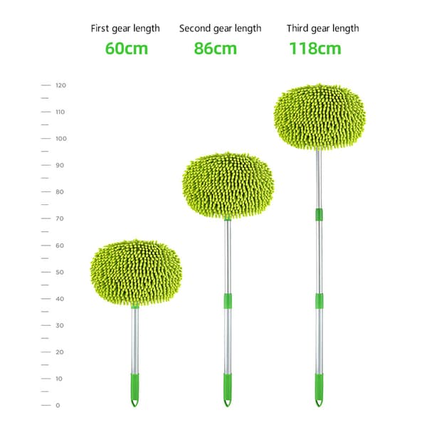 Microfiber Car Wash Brush Mop Extendable Long Handle Scratch-Free Removable and Washable Cover for Car Replace Spare Head Cover Replace Spare Head Cover