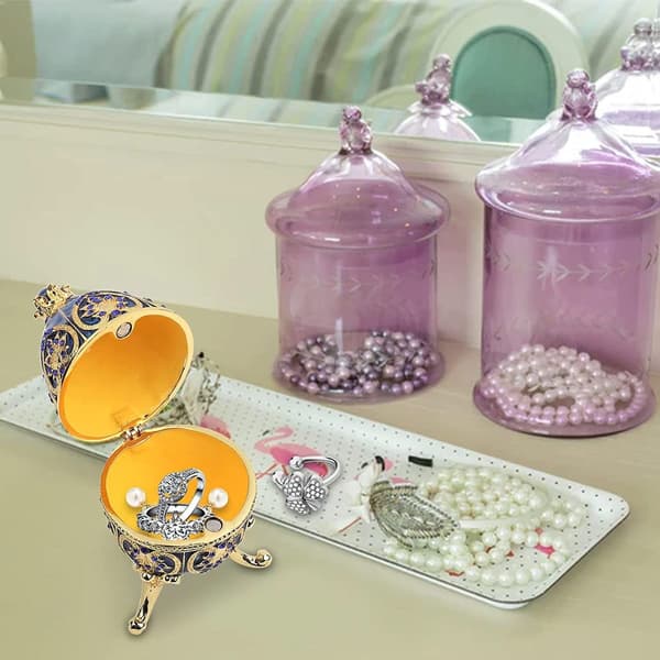 Bedroom Decorations, Creative Ornaments Retro Egg-shaped Jewelry Storage