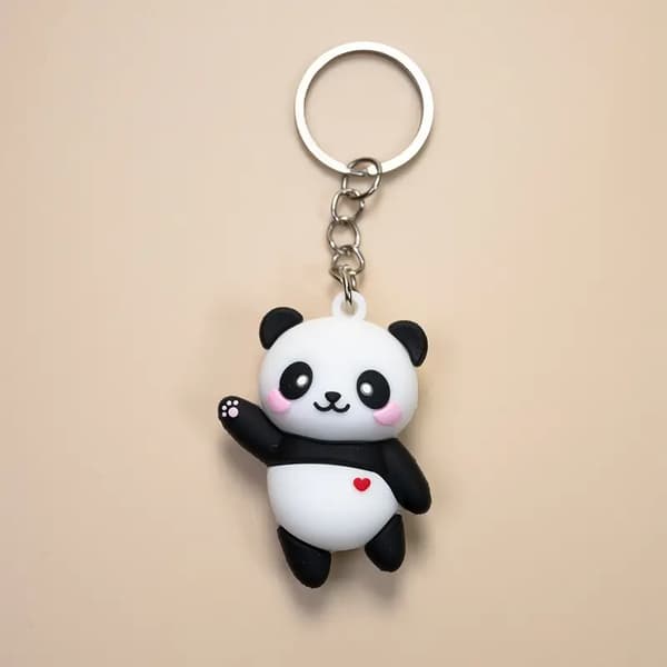 1 st söt panda nyckelring, tecknad väska bilnyckelhänge, liten present