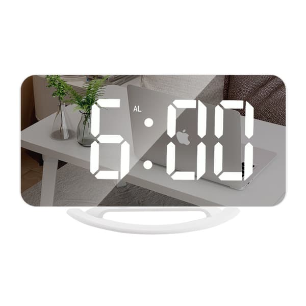 Digital väckarklocka, stor spegelvänd LED-display, med USB-laddning B B