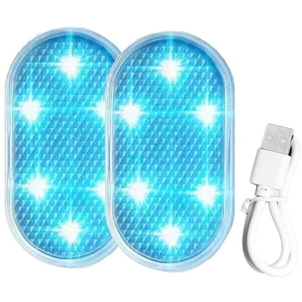 2 stk USB-opladning Bil Interiør Atmosfære Lys Læselampe LED Tryksensor Isblå