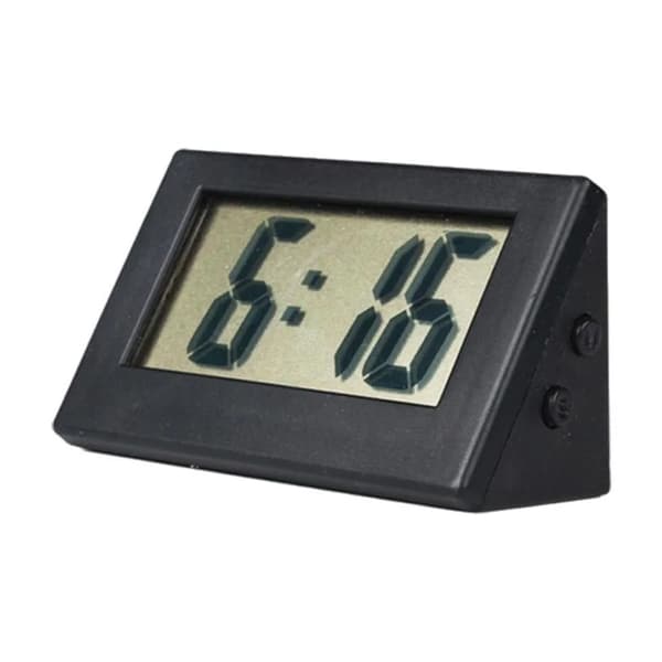 Small Digital Alarm Clock Silent Non-Ticking LCD Desk Clock with Battery Backup for Bedroom Office Black