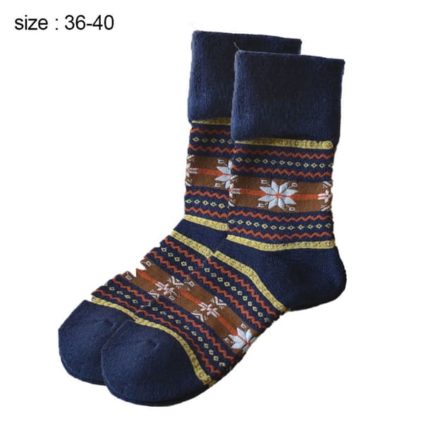 Women's Wool Hiking Socks, Warm, Thick, Winter Boots, Navy, KLB