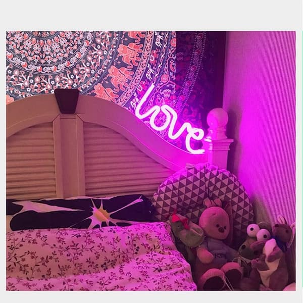 LED Rosa Kärlek Neonljus Väggdekoration USB/Batteridriven
