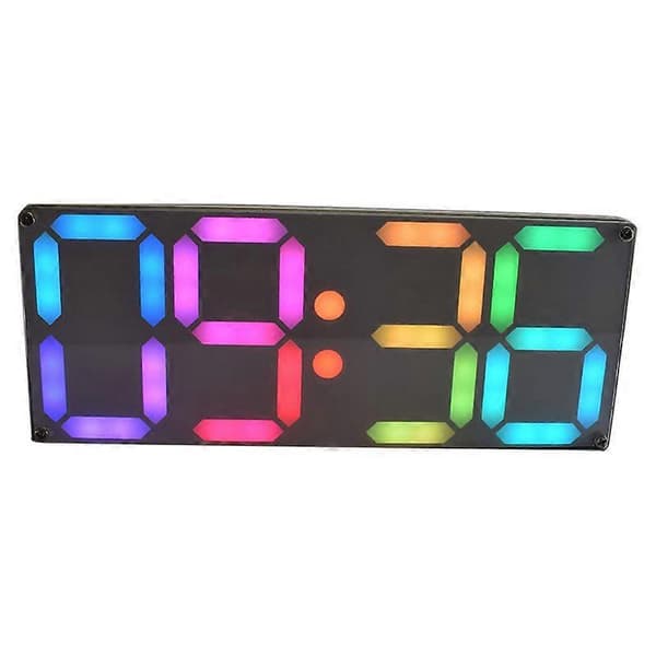 Stor digital klokke med regnbuefarger, DS3231 DIY-sett med tilpassbare farger