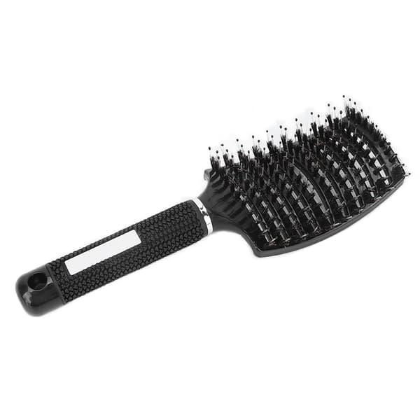 Buet Ventileret Styling Hårbørste Professionel Paddle Detangler Udredningsbørste til Vådt Tørt Krøllet Tykt Glat Hår Sort