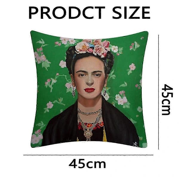 4 stk. oliemaleri Frida Kahlo selvportræt bomuld linned pyntepude pudebetræk bil, sofapude, sofa, sengetæppe 45,7 x 45,7 cm