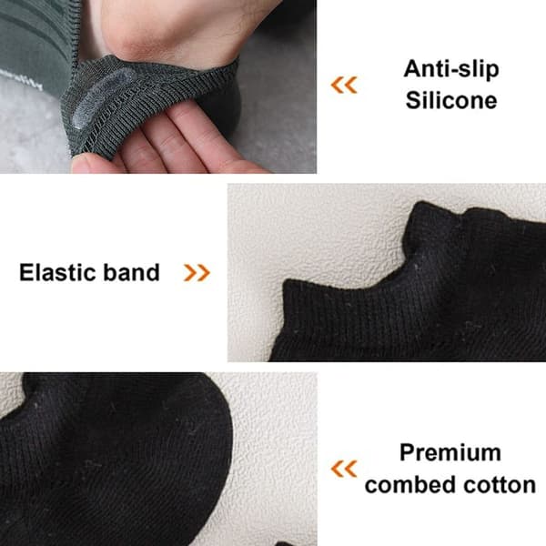 Women's Running Athletic Non-Slip Flat Boat Socks Black KLB