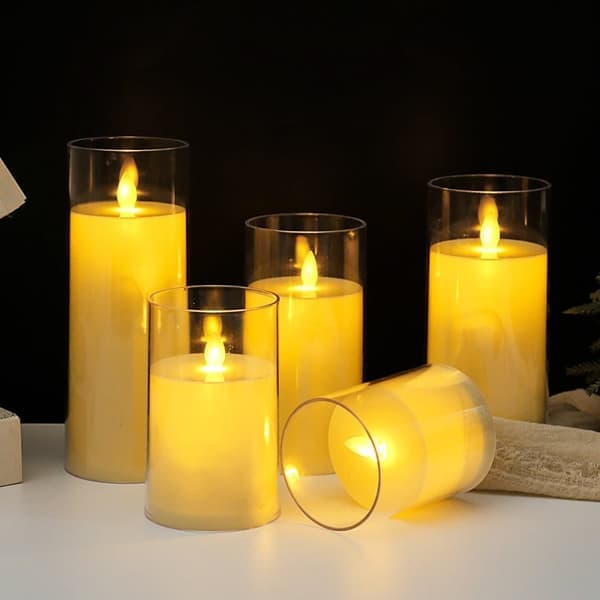 LED Candles - Electronic Candles - Flickering Flame with Cup - Remote Control Included - Set of 3
